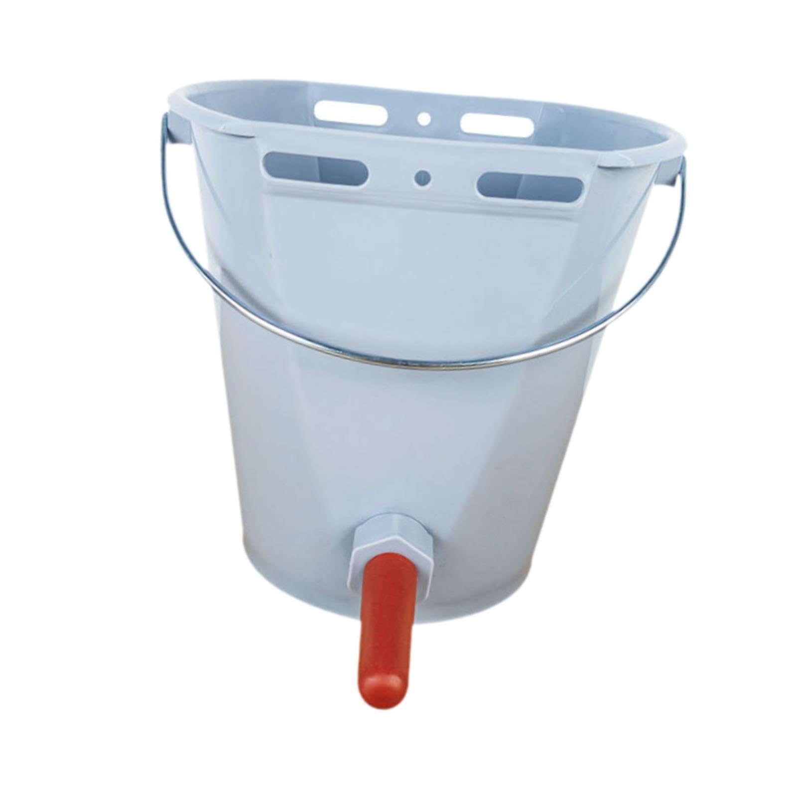 Secchio per Vitelli Contenitore 8L Capezzolo Alimentazione Graduato Manico Robusto Pp Resistente Adatto per Vitelli Neonati Stalle Dimensioni, Grigio con 1 Capezzolo