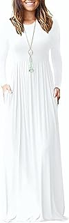 Women's Long Sleeve Loose Plain Maxi Dresses Casual Long Dresses Pocket