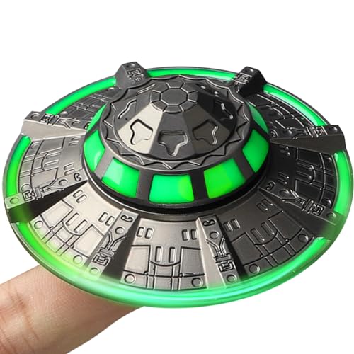 Image of UFO Fidget Spinner for Kids Adults, Metal Luminous Space Desk Toy, Cool EDC Gadgets Anxiety Stress Relief Toys, Holiday Stocking Stuffer, Birthday Party Favor Gifts for Office Spaceship Toy