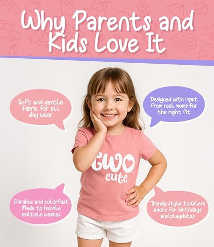 Lalo & Luna Two Cute 2nd Birthday Outfit T-Shirt for 2 Year Old Girl - Second Bday Toddler3