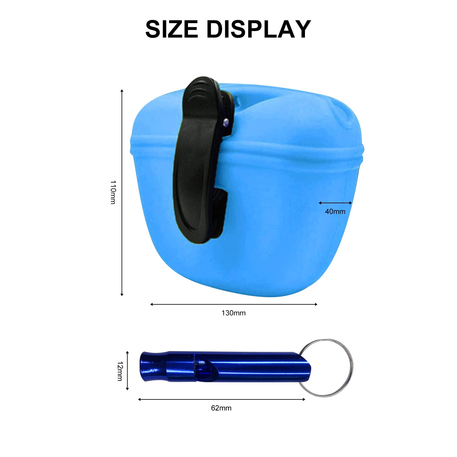 Borsa da addestramento per Cani in Silicone con Fischietto da addestramento in Metallo Abbinato, Borsa per Alimenti per Animali Domestici con Borsa Magnetica, con Clip in Vita, Chiusura Automatica
