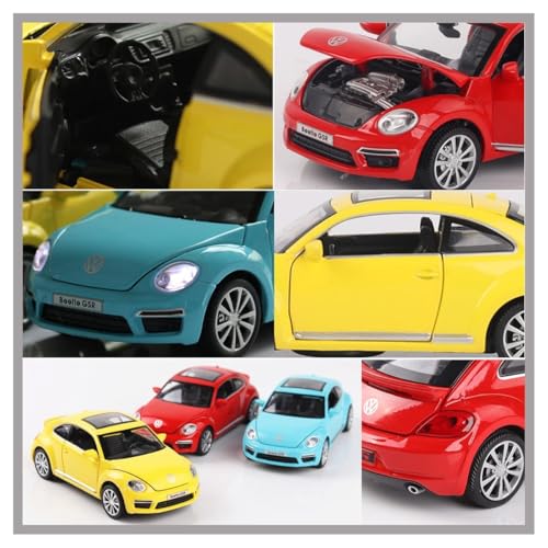 Image of Volkswagan Beetle Model Car with Box, Zinc Alloy Pull Back Toy car with Sound and Light for Kids Boy Girl Gift [Colors as Per Stock]