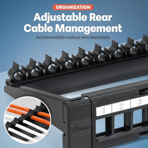 Image of Everest 24 Port Keystone Patch Panel (1-Pack) - Removable 6-Port Panels | Use with Slim Profile Keystones ONLY (Wider Jacks May not fit Side by Side)