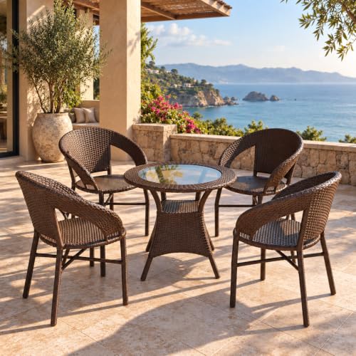 Image of Patio Furniture 4 Chair 1 Table for Balcony Bedroom Living Room Garden Lawn Terrace Seating