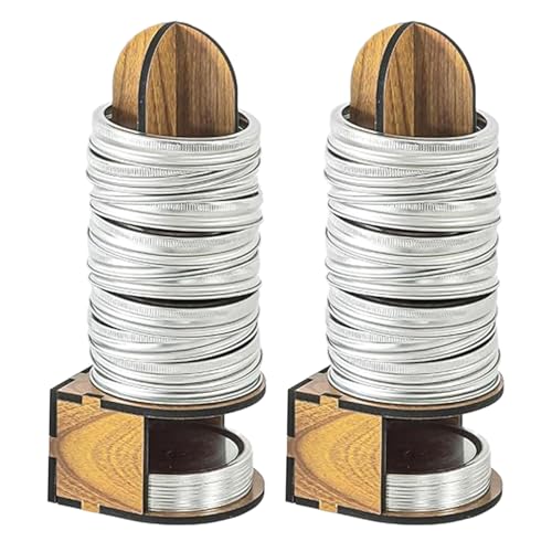 Soporte Para Tapas De Conservas | 2 Piezas Organizador De Aros De Madera | Almacenamiento De Aros Para Despensa Organizacion Cocina Cafeteria Restaurante Hogar Conservas Alimentos Encurtidos Verduras
