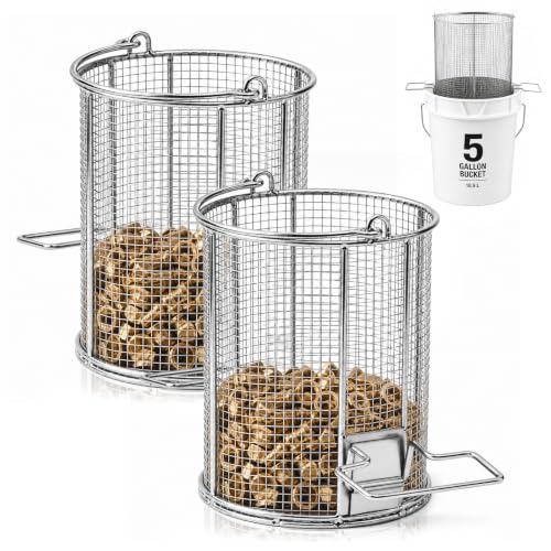 1/4″ Mesh 5 Gallon Stainless Steel Parts Wash Strainer Basket, 2 Pcs