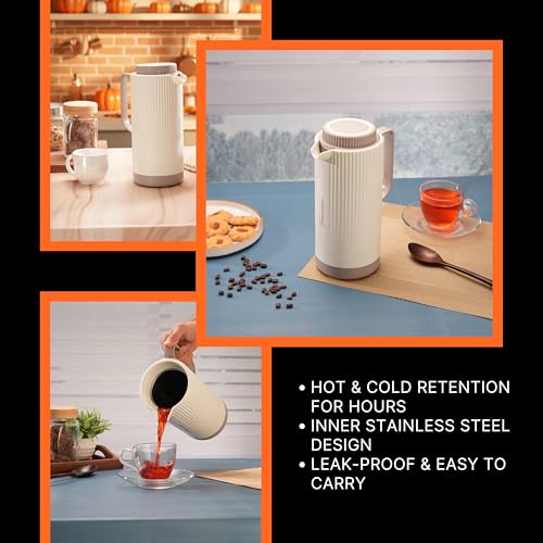 Image of Trueware Amaze ISI Certified Inner Steel Thermoware 1200 ML Hot & Cold Flask Jug, BPA Free, Leak Proof, Ideal for Tea, Coffee, Water, Hot and Cold Beverages