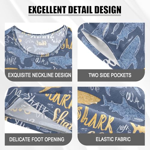 Cartoon Shark Creative Pattern Summer Cute Pajama Sets, Short Sets for Daily Wears and Sleep Wears4