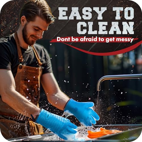 Image of KITCHEN PERFECTION S Silicone Pizza Oven Gloves - Heat Resistant Oven Mitts | Waterproof, 5-Finger Design For A Better Grip, for Outdoor & Indoor Pizza Ovens, Compatible with Ooni, Ninja, Gozney & More