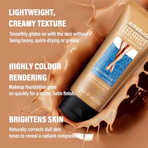 Boobeen Leg And Body Makeup Foundation, Waterproof Cover Up Legs Makeup, Illuminator Highlighter Glow, Evens Skin Tone, 4 Oz - Image 4