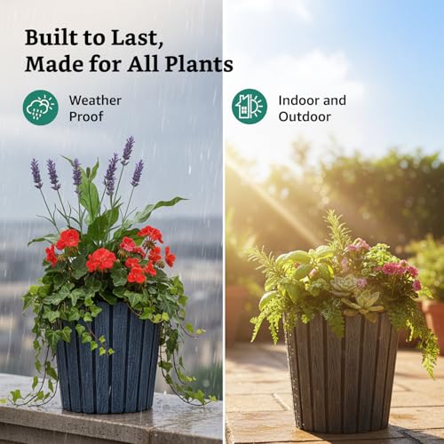 Image of Amazon Brand- Solimo Indoor and Outdoor Round 10 Inch Thai Flower Planter Pot Best for Terrace /Balcony /Home /Office Decor - Set of 2