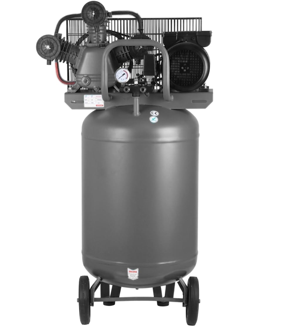 Compresor de aire VERTICAL profesional con certificado CE por correa, 100 litros 4 CV 8 Bares