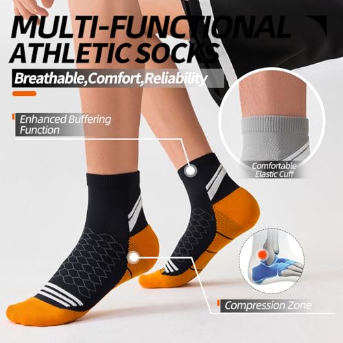 Men's sports ankle socks,Arch support compression quarter socks,Moisture wicking quick drying,4 pack2