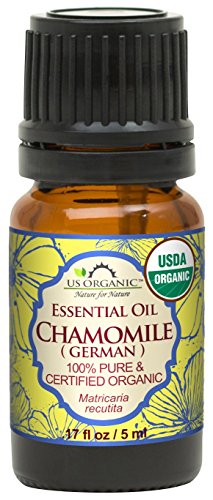 US Organic 100% Pure Blue Chamomile (German) Essential Oil - USDA Certified Organic Steam Distilled - W/Euro Dropper (More Size Variations Available) (5 ml / 1/6 fl oz)