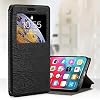 Funda de Cuero con Ventana para Axon 7 Mini - Negro | Diseño Elegante con Ventana Visible, Pantalla Transparente, Tapa Magnética Invisible con Ranura para Tarjeta y Soporte 4