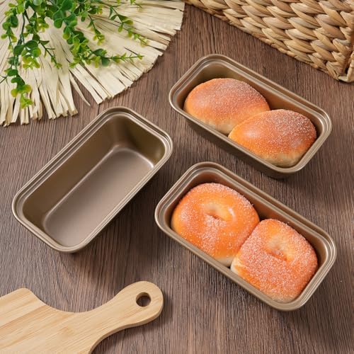 12PCS Mini Loaf Pans for Baking Bread, 6 x 3 x 2 Inches Small Banana Bread Pan Nonstick, Rectangle Carbon Steel Baking Pan for Homemade Bread Meatloaf Loaf Cake, Oven Available, Gold - Thumbnail 4