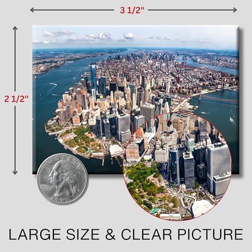 Imán Decorativo Manhattan NYC Vista Aérea 3.5x2.5 Pulgadas miniatura 3