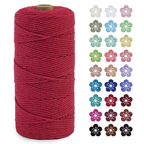 LEREATI Macrame Cord 2mm x 200m, Thick Macrame Rope Natural Cotton Rope Craft String