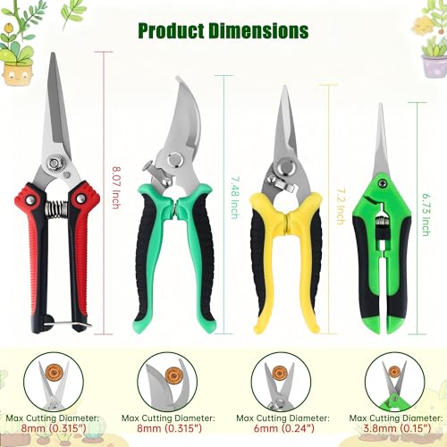 Set de 5 Tijeras de Poda para Jardín con Guantes y Bolsa miniatura 2