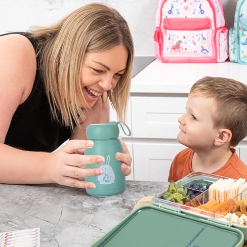 Image of Teddy Glass Water Bottle, 330ml - Cute Rabbit Design with Silicone Carry Loop & Airtight Lid | Portable Wide Mouth Glass Sipper for School, Office, & Travel |Random Colour