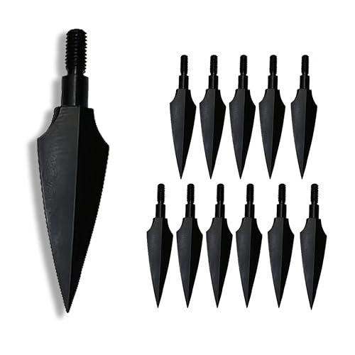 JIANZD Archery Broadheads 150 Grain Solid Screw-in Traditional Hunting Arrow Heads for Recurve