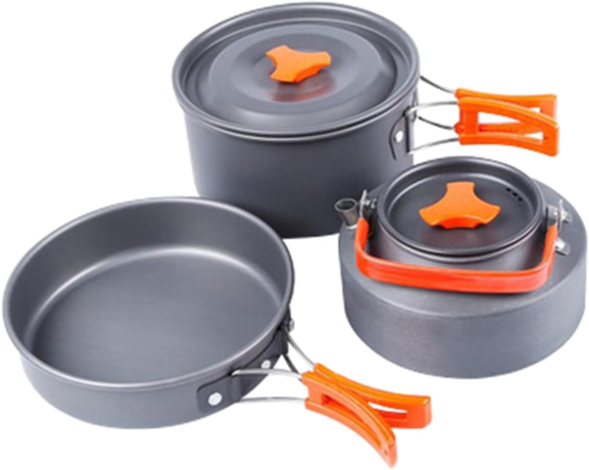 POPETPOP 1set Outdoor Cooking Set Aluminum Camping Cookware for People High Temperature Resistant Portable Cookers for Picnics Grilling and Hiking Activities
