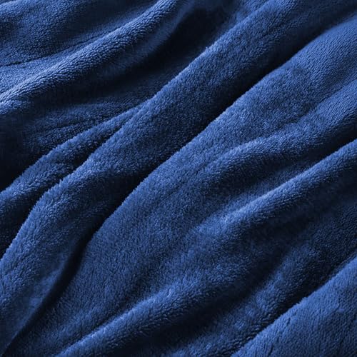 Electric Heated Blanket Throw Size 50" x 60", Super Cozy Soft with 6 Heat Levels & 3 Hours Auto Off, Home Office Use, Navy Blue