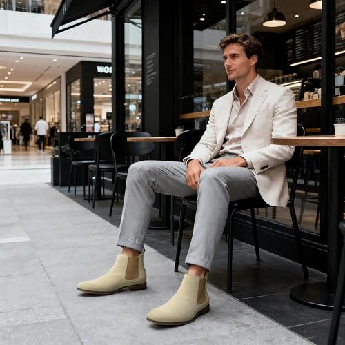 Image of Cestfini Chelsea Boots Men Classic Elastic Dress Boots Casual Men's Chelsea Ankle Boots