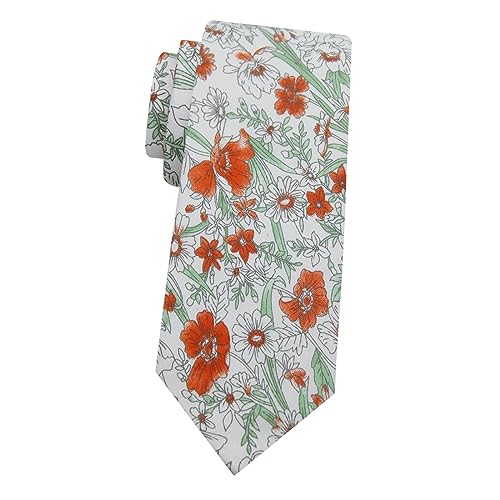 Image of Mantieqingway Men's Skinny Tie, Cotton Floral Ties for Men Wedding Necktie for Groom, Groomsmen, Missions, Dances