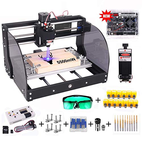 2-in-1 CNC 3018pro-M DIY Mini CNC Machine, Yofuly 5500mW Laser Engraver, GRBL Control
