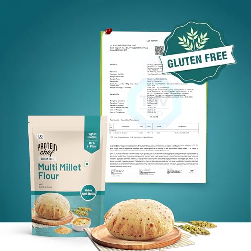 Image of Lo Foods Gluten Free Multigrain Atta 1 Kg, Multi Millet Flour, High Fibre, High Protein, Gluten Free Atta