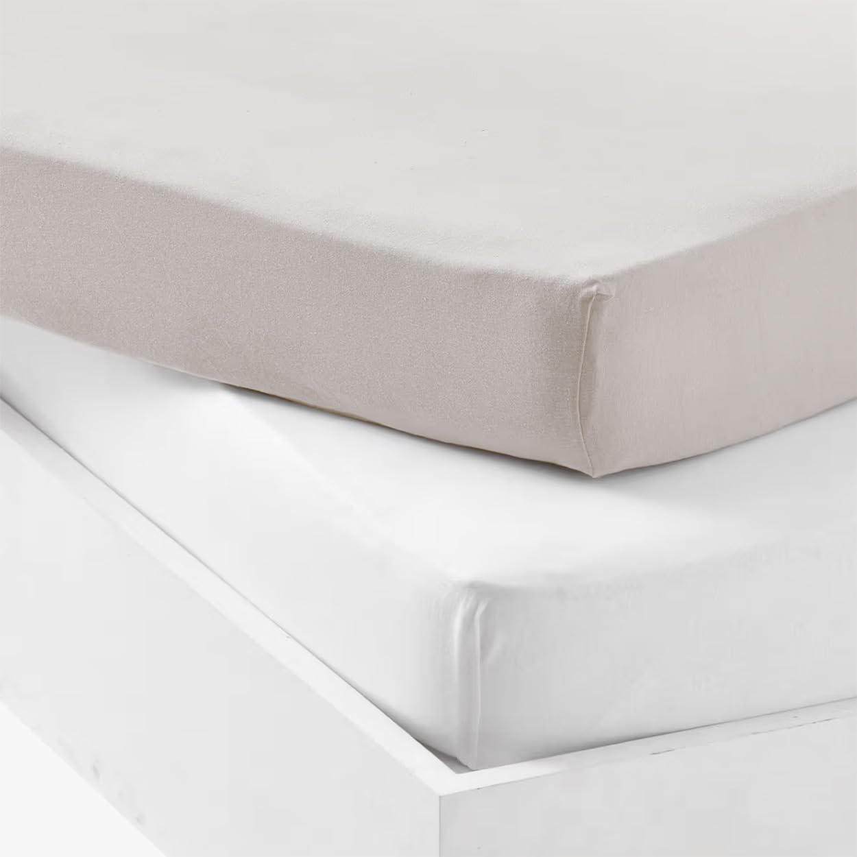 Mon PTIT Dodo Set of 2 Jersey Fitted Sheets White/Mouse 70 x 140 cm