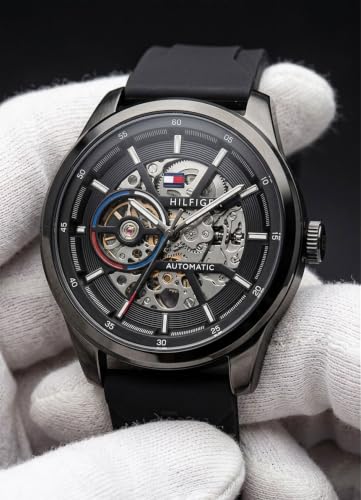 Image of Luxury Automatic Style Watch for Men | Black Silicone Strap | Skeleton Open Dial | Premium Analog Wrist Watch | Sports & Casual Wear