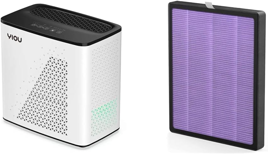 YIOU Air Purifier, Black & Air Purifier R1 Replacement Filter, Deep Purple