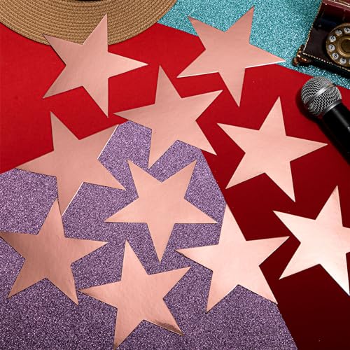 image for Leinuosen 80 Pieces Stars Cutouts Glitter Double Printed Paper Cardboa