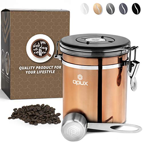 OPUX Coffee Canister | Stainless Steel Airtight Coffee Container with Scoop | Coffee