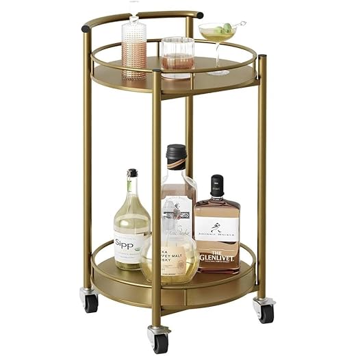 2-Tier Bar Serving Cart - Gold Finish