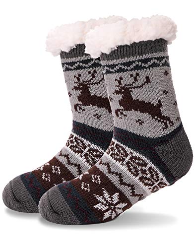 Image of MOGGEI Girls Slipper Fuzzy Socks Kids Boys Fluffy Fleece Lined Warm Plush Sherpa Winter Child Home Socks