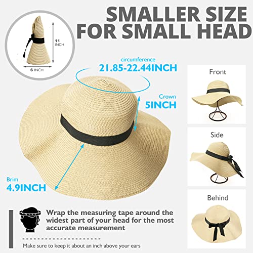 Beach Hats For Women, Foldable Sun Hat Womens Uv Protection, Boho Wide Brim Hats For Women, Floppy Straw Paper Visor Hat Smaller Size Dark Khaki… #TOP1