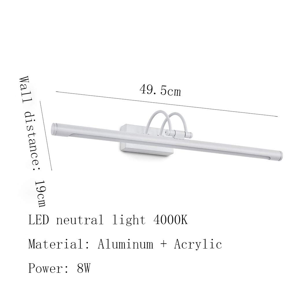Modern LED Spiegelleuchte Neutral-weiß 4000K Bad Spiegellampe Wandhalterung Aluminium Weiß Bad-Wandleuchten Wandleuchte Wand Aufbauleuchte Dekor Schrank-Beleuchtung L49.5cm