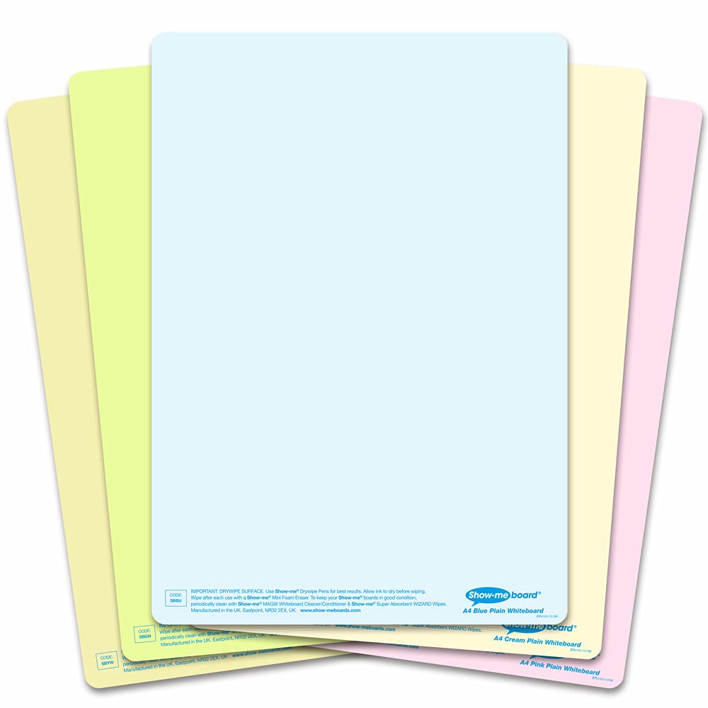 Adboards White Board Lapboards - SEN Dyslexia Friendly - Blue, Pink, Yellow, White, Cream