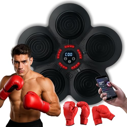 Music Boxing Machine - Bluetooth Wall Punching Pad with LED, Fun Training Equipment for Kids & Adults, Home Boxing Wall Punching Pad with Gloves, for All Ages - Ideal Present by RedRoko