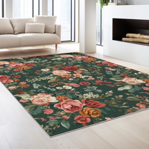 Tapis antidérapant lavable machine vert de style campagne chic - 4