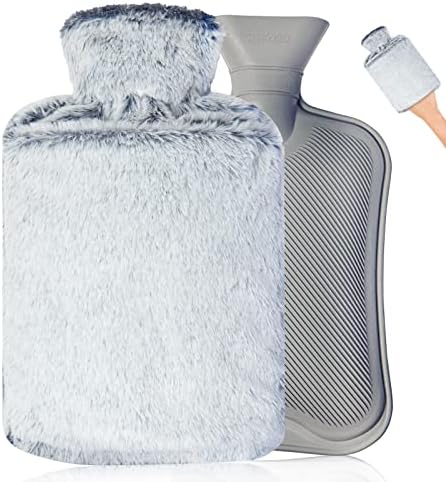 Hot Water Bottle, Fythao Rubber Hot Water Bottle for Pain Relief, Hot Water Bag for Cramps, Bed Warmer for Hand Feet Waist