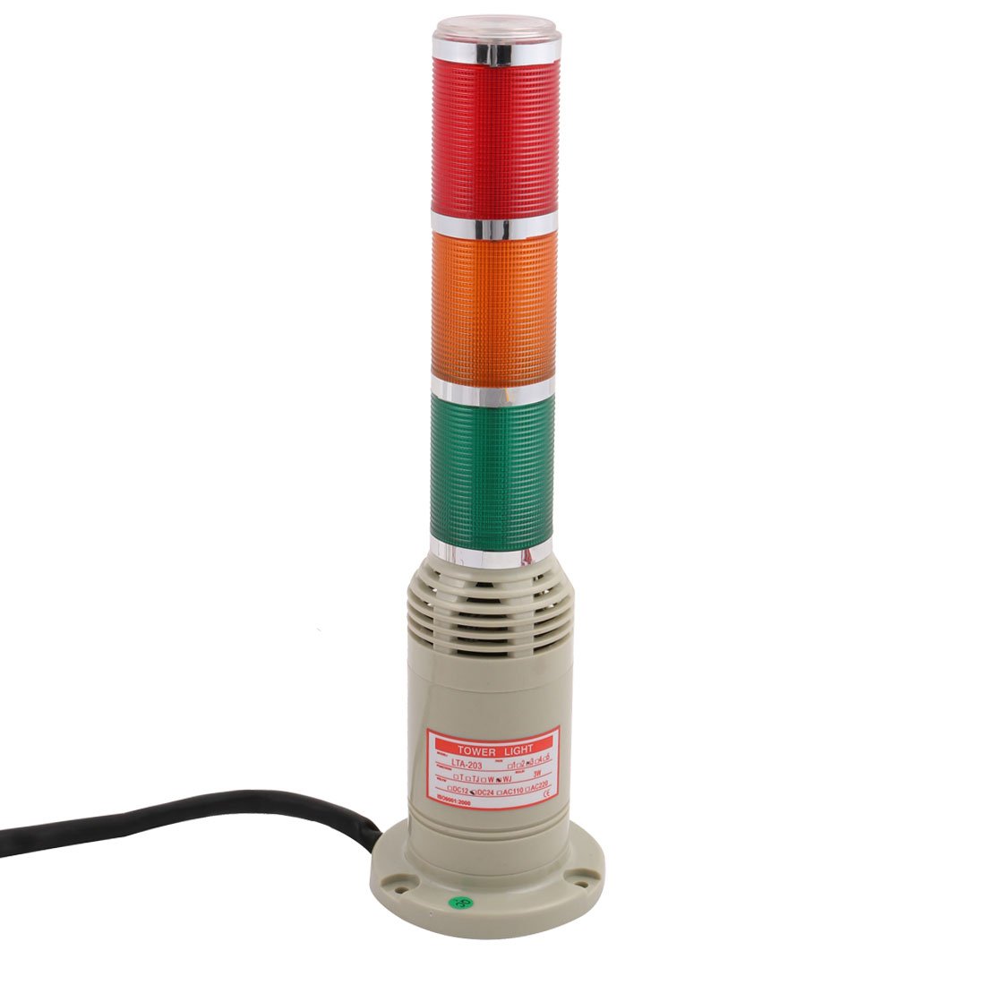 Ruilogod DC 12V LTA-203-3J Industrial Signal Tower Indicador ADVERTENCIA Pila Luz Roja Verde Amarillo