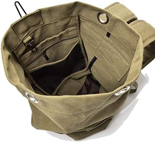Large Capacity Military Duffel Bag Top Load Double Strap Canvas Backpack,Travel Climbing Bag(Black