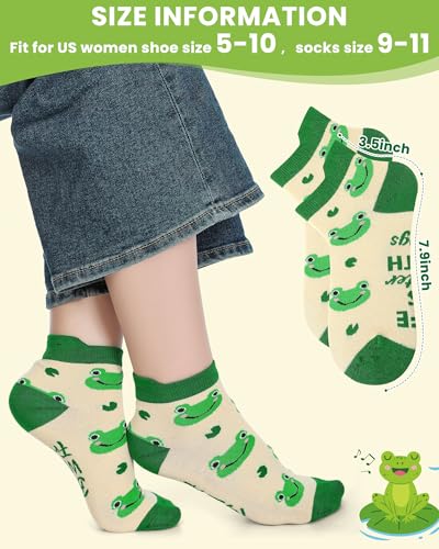 Velmitten 10 Pairs Funny Animals Socks Capybara Goat Pig Frog Chicken Dachshund Socks Animal Lover Gifts for Mother's Day(Frog)