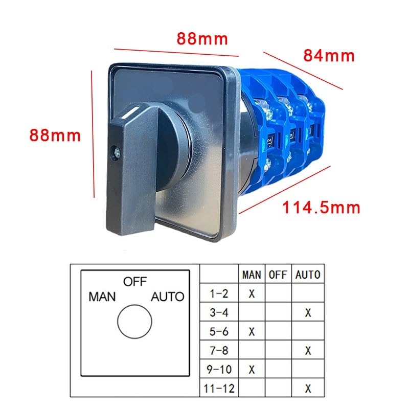 690V 125A Three Poles LW26-125/3 Multi Position Panel Mounting Cam Changeover Rotary Switch Silver Contact LW28 YMW26(Man-Off-AUTO)