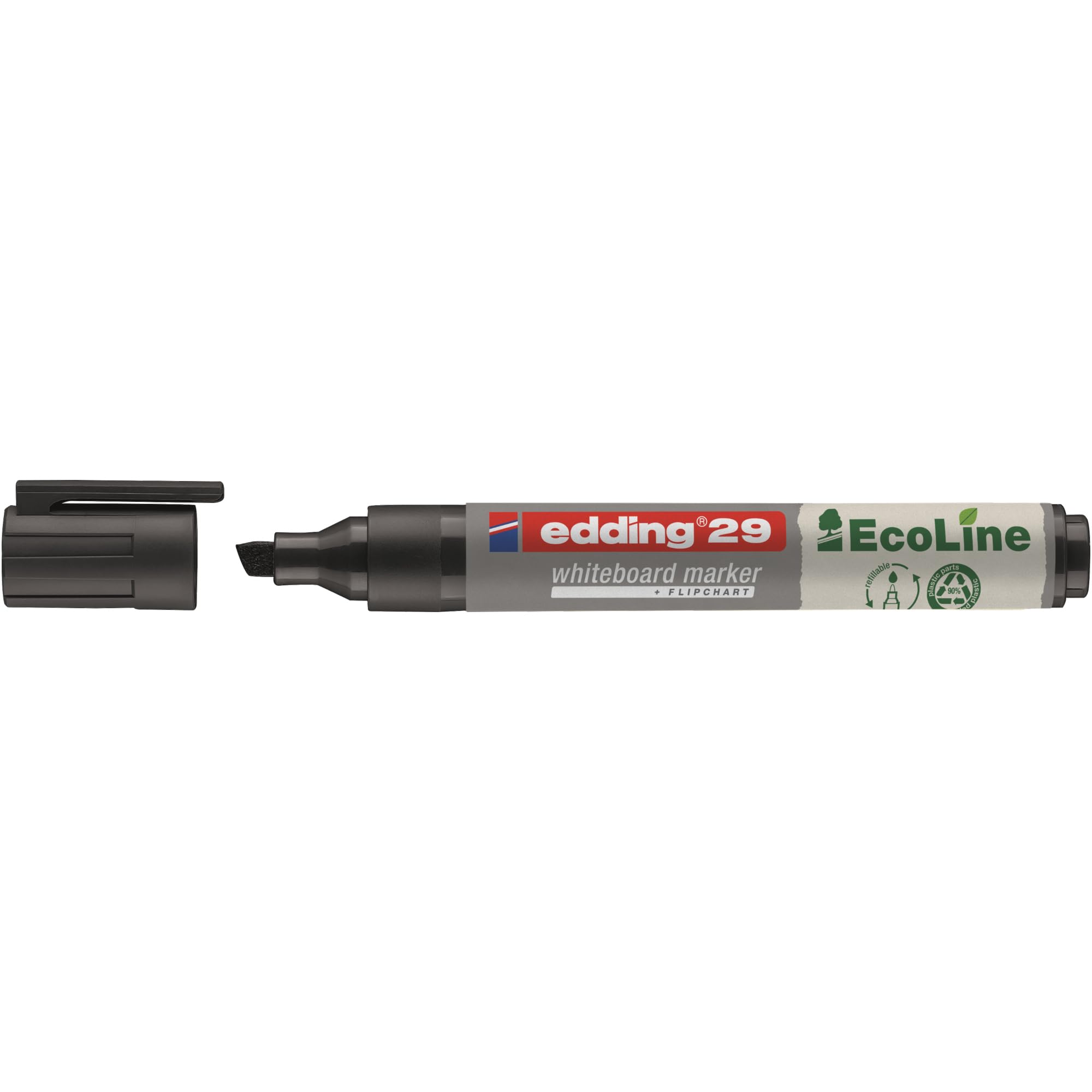 edding 29 EcoLine whiteboard marker - black - 1 whiteboard pen - chisel nib 1-5 mm - whiteboard pen dry wipe - for whiteboards, flipcharts, pinboards, memo boards - sketchnotes - refillable