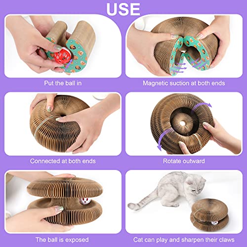 PetHse Prancha de arranhar gatos de órgão mágico, brinquedo interativo para gatos com bola de sino d